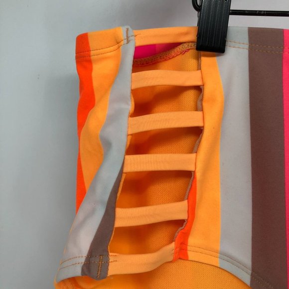 NWT California Dunshine Orange multi colorblock striped plus size Bikini Set 3X - Picture 6 of 14